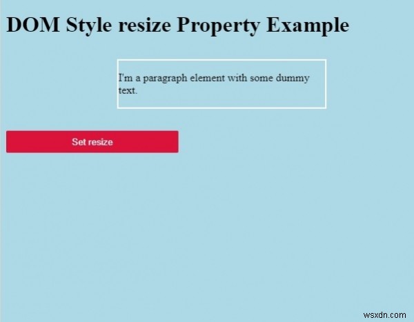 HTML DOM Style resize Property