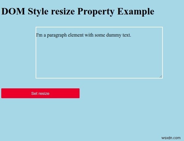HTML DOM Style resize Property