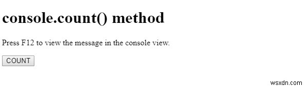 HTML DOM console.count() Method