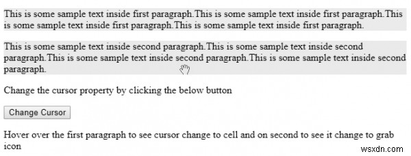 HTML DOM Style cursor Property