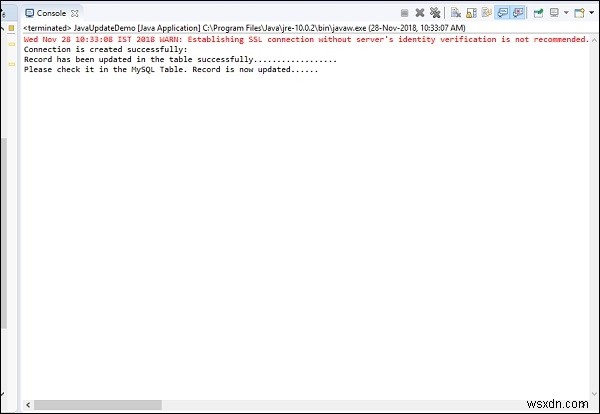 How to update data in a MySQL database with Java?