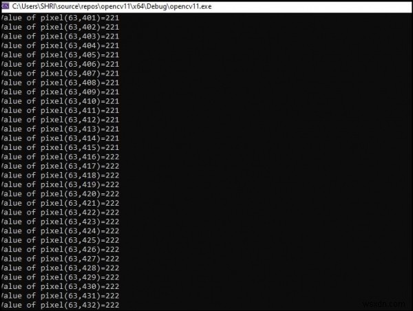 How to read the pixel value of a single channel image in OpenCV using C++?