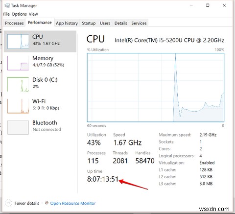 How to Quickly Find the System Uptime in Windows 10