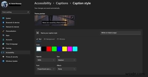 How to Change Caption Settings in Windows 11