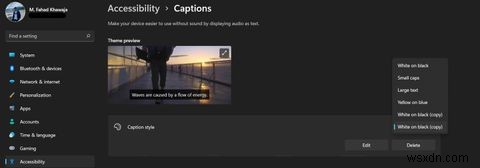How to Change Caption Settings in Windows 11