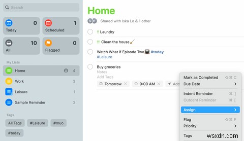 How to Assign Tasks to People With Reminders on a Mac