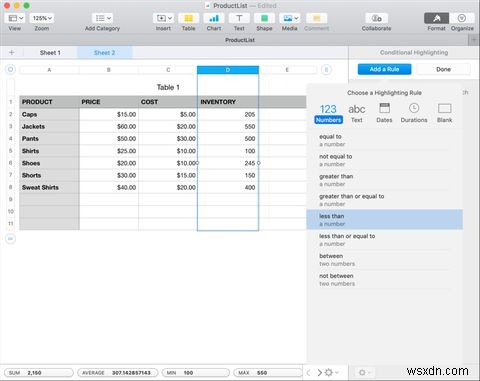 How to Use Conditional Formatting in Numbers on Mac