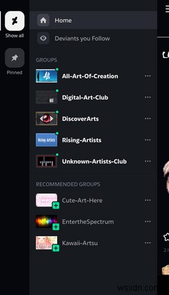 DeviantArt Adds a Sidebar and Groups to Its Mobile App