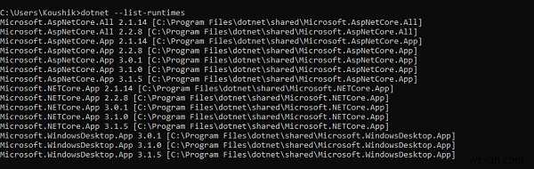 How to determine if C# .NET Core is installed?