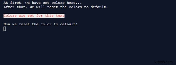 Console.ResetColor() Method in C#