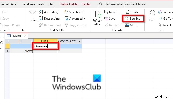 How to check Spelling in Access