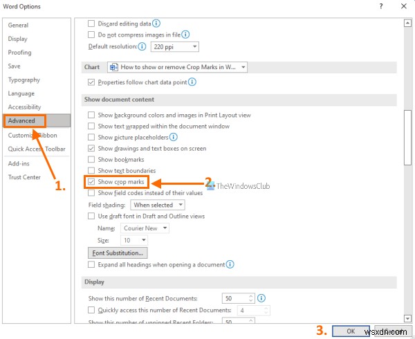 How to show or remove Crop Marks in Word