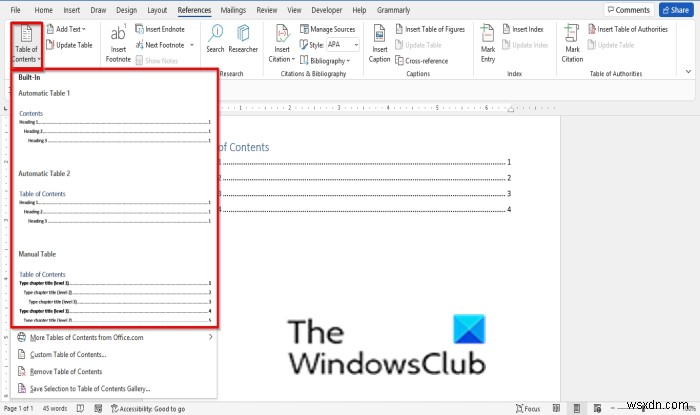 How to Edit, Update, Remove a Table of Contents in Word
