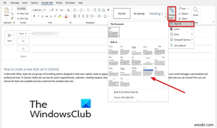 How to create a new Style Set in Outlook