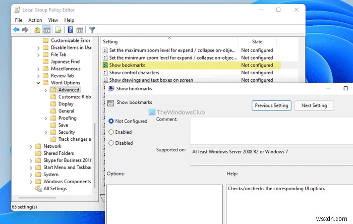How to show or hide all Bookmarks at once in Word
