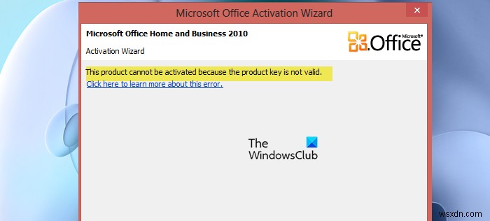 Products we found in your account cannot be used to activate Office
