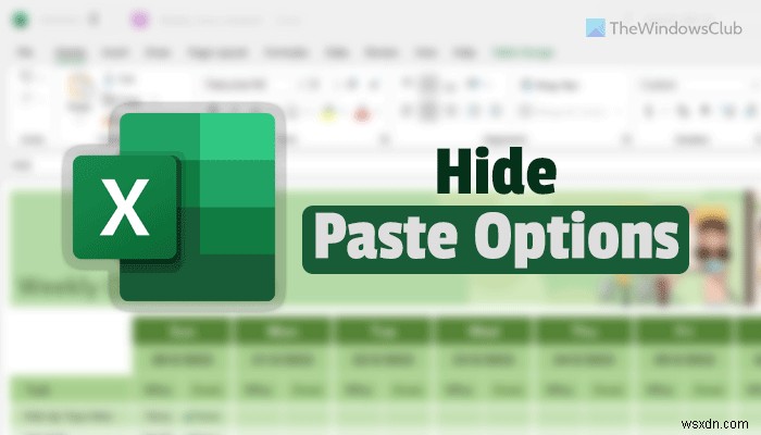 How to hide Paste Options button after pasting in Excel