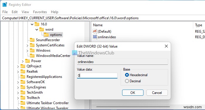 How to prevent users from embedding online Videos in Word