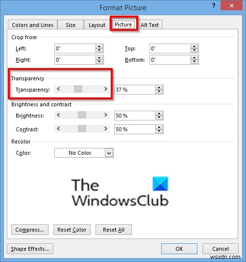 How to make Picture Background or Shape transparent in Publisher