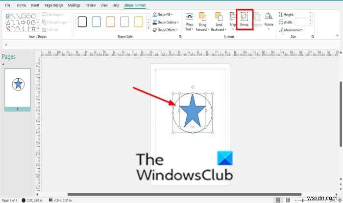 How to merge Shapes in Publisher using Group and Ungroup feature