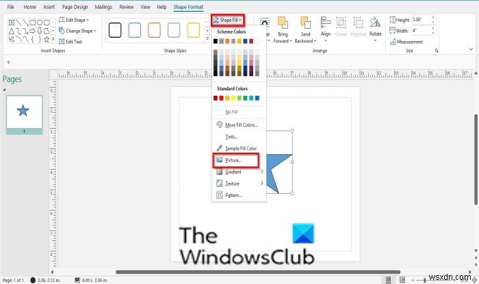 How to insert Picture into Shape in Publisher