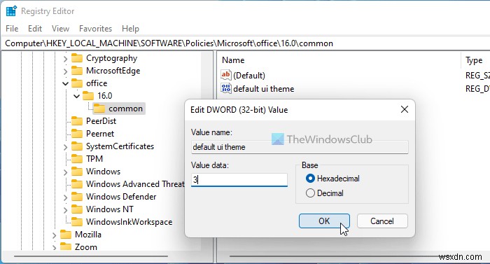 Stop users from changing default organization Office theme