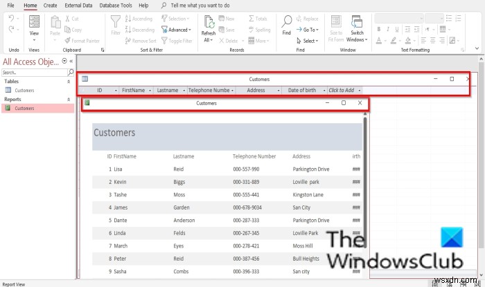 How to set Document Window Options in Access