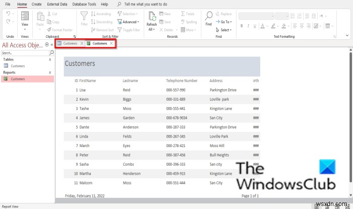 How to set Document Window Options in Access