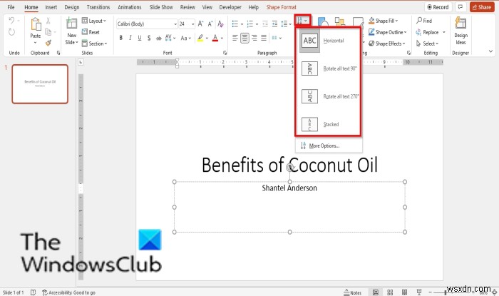 How to rotate or change Text Direction in PowerPoint