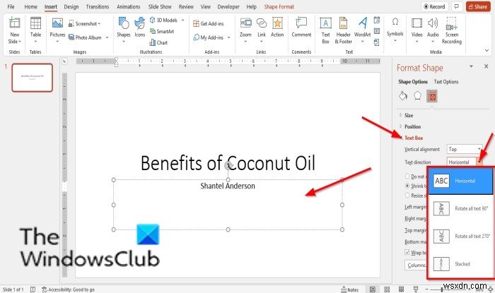 How to rotate or change Text Direction in PowerPoint