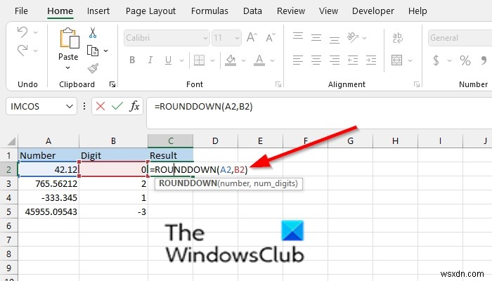 How to use the ROUNDDOWN function in Excel