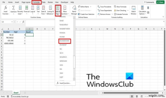 How to use the ROUNDDOWN function in Excel