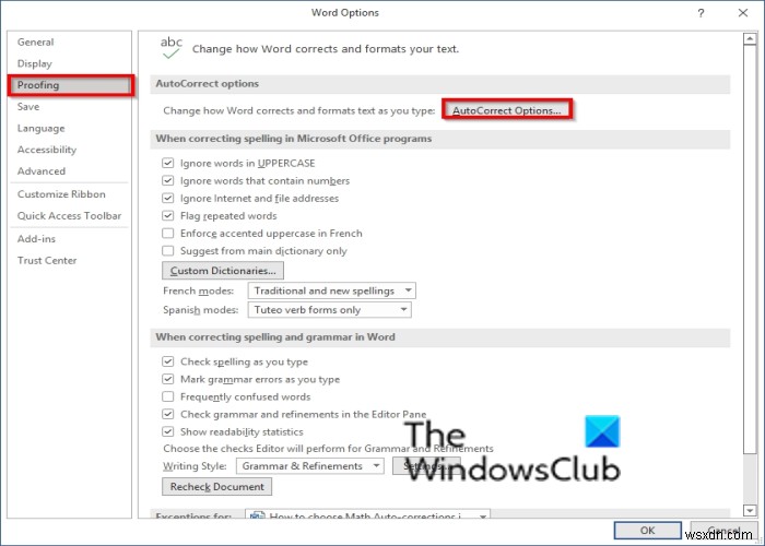 How to enable AutoCorrect for Math in Word