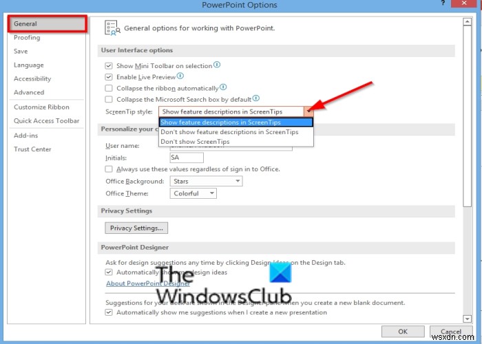 How to show or hide Enhanced ScreenTips in PowerPoint