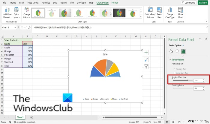 How to create a Half Pie Chart in Excel