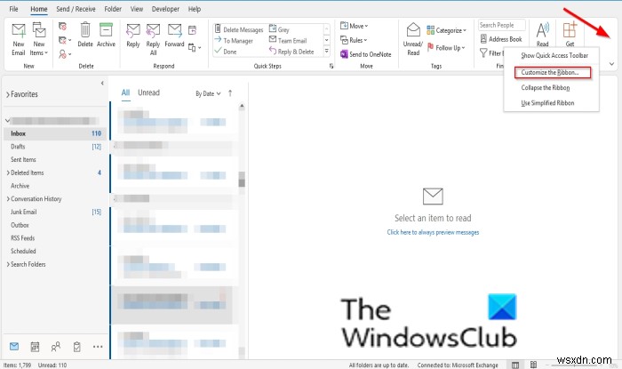 How to add Back and Forward buttons to Outlook Ribbon