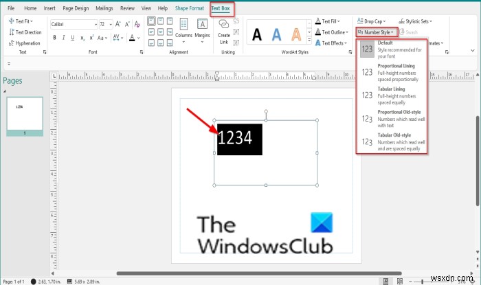 How to apply a Number style in Publisher