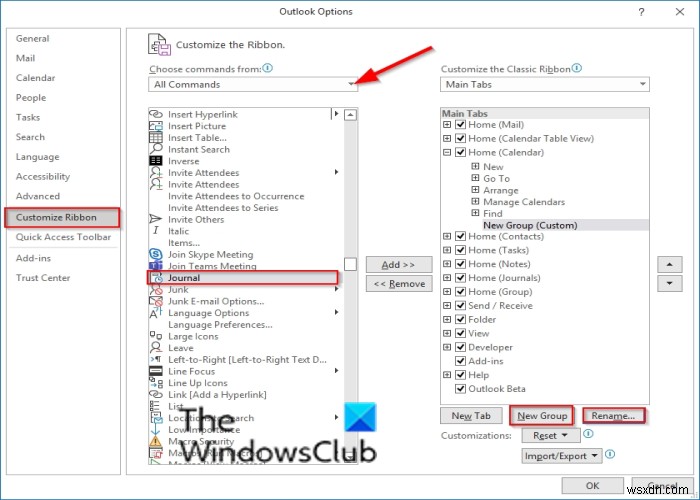 How to open Journal folders in Outlook