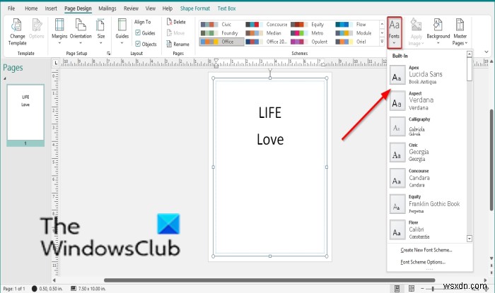How to apply Font Schemes in Publisher