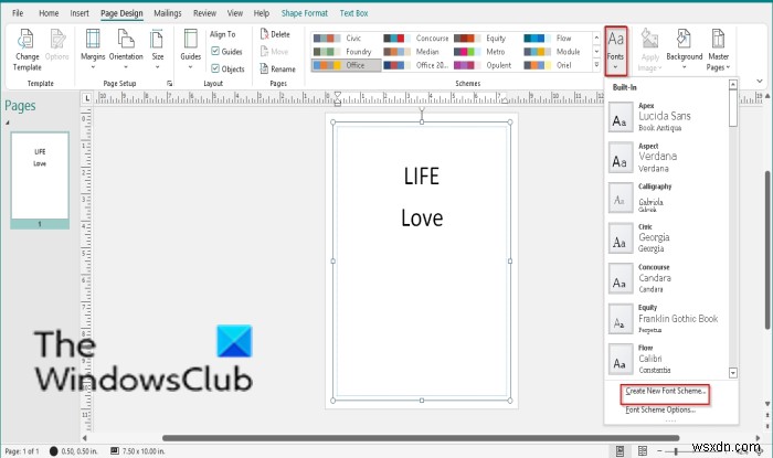 How to apply Font Schemes in Publisher