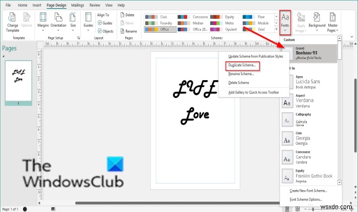 How to apply Font Schemes in Publisher