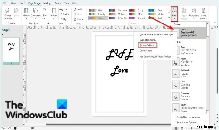 How to apply Font Schemes in Publisher