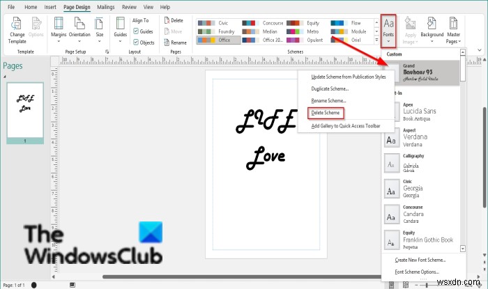 How to apply Font Schemes in Publisher