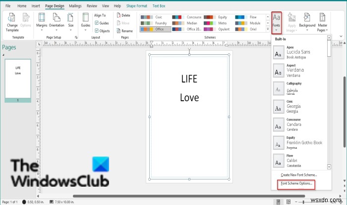 How to apply Font Schemes in Publisher