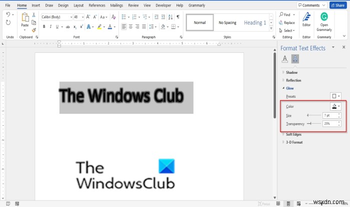 How to make Font blurry in Microsoft Word