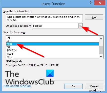How to use the Not function Microsoft Excel