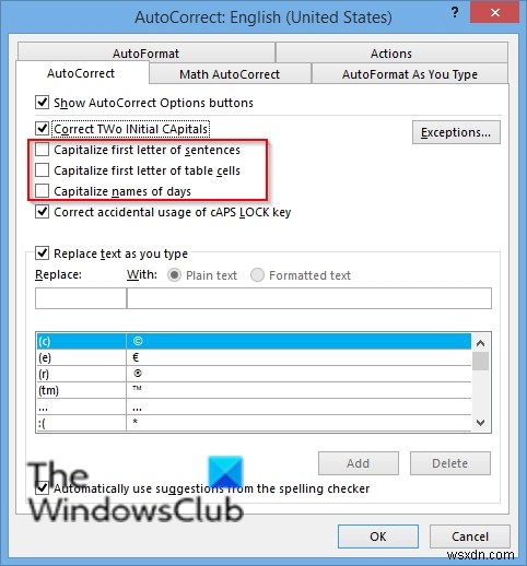 How to enable or disable Auto-capitalization in Word