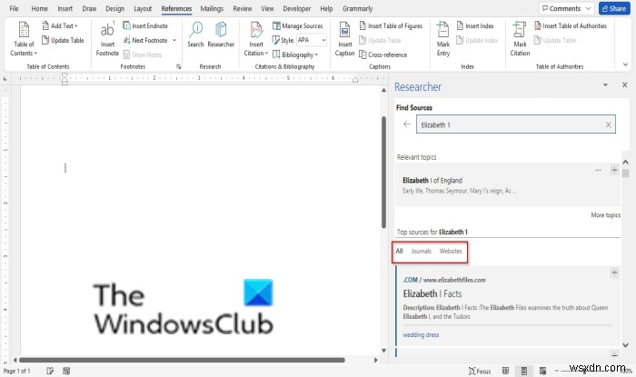 How to use Researcher in Microsoft Word to research for Papers and Essays