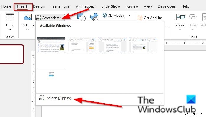 How to use the built-in Screenshot tool in Office programs