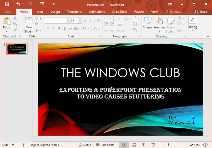 PowerPoint video export cause stuttering or audio glitch